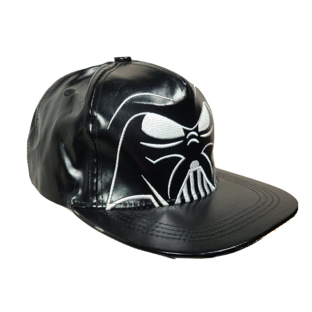 Darth Vader Baseball SnapBack Cap Flat Bill Faux Leather Embroidered Star Wars - Picture 2 of 7